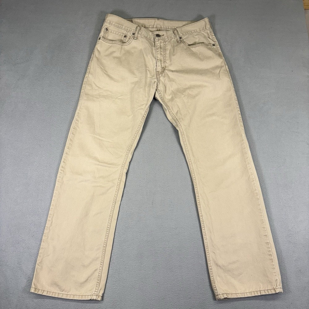Levi's 514 Men's Jeans 34x32 Straight Fit Khaki Tan Beige (See Measurements)